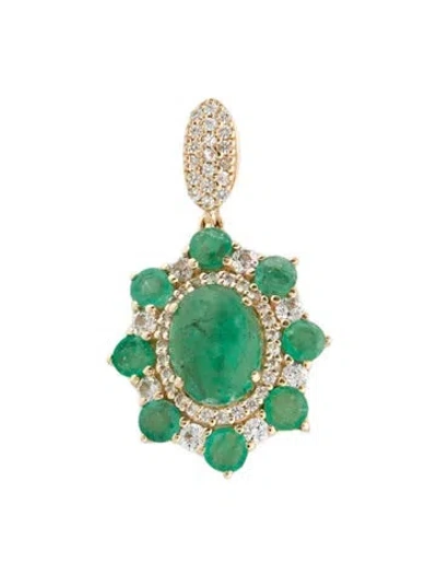 Pre-owned Pendant 14k 1.94ctw Emerald & Sapphire  Necklace In Multi