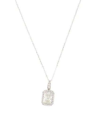 Pre-owned Pendant 14k 2.00ctw Lab-grown Diamond  Necklace, 17.75" In Multi