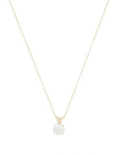 Pre-owned Pendant 14k 2.00ctw Lab-grown Diamond Solatire  Necklace, 18" In Multi