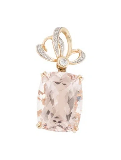 Pre-owned Pendant 14k 20.34ct Morganite & Diamond  In Multi