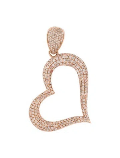 Pre-owned Pendant 14k 2.03ctw Diamond Heart Large , 2" In Multi