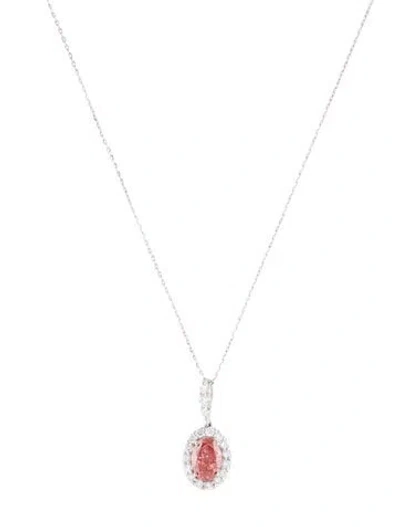 Pre-owned Pendant 14k 2.04ctw Lab-grown Diamond  Necklace W/ Tags, 17.5" In Multi