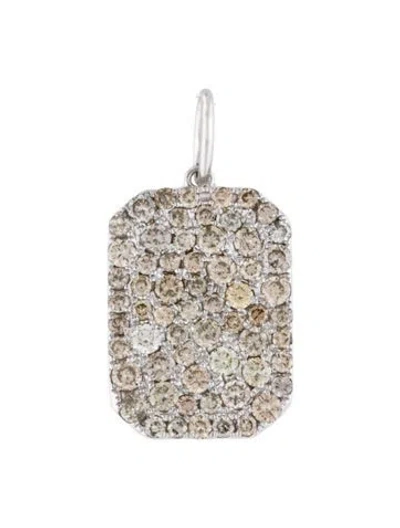 Pre-owned Pendant 14k 2.05ctw Diamond Dog Tag , 1" In Multi