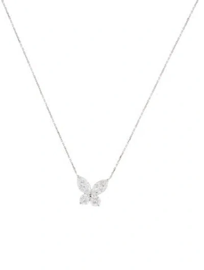 Pre-owned Pendant 14k 2.07ctw Lab-grown Diamond Butterfly  Necklace, 16" In Multi