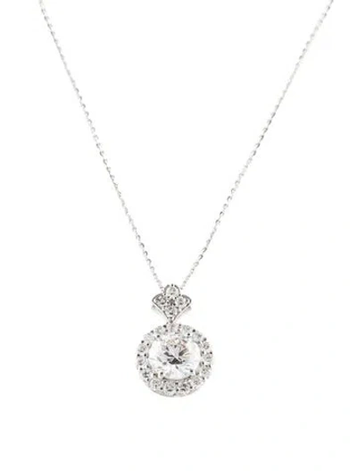 Pre-owned Pendant 14k 2.07ctw Lab-grown Diamond Halo  Necklace, 17.75" In Multi