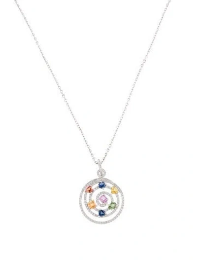 Pre-owned Pendant 14k 2.07ctw Sapphire & Diamond  Necklace, 17" In Multi