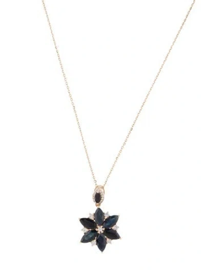 Pre-owned Pendant 14k 2.10ctw Sapphire  Necklace, 18" In Multi