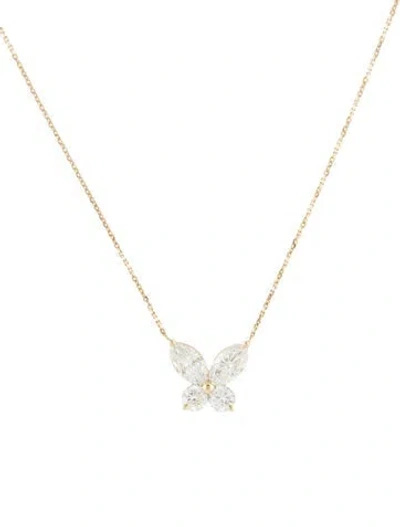 Pre-owned Pendant 14k 2.12ctw Lab-grown Diamond Butterfly  Necklace, 16" In Multi