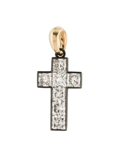 Pre-owned Pendant 14k 2.14ctw Lab-grown Diamond Cross , 1" In Multi