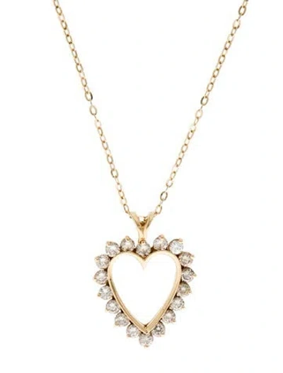 Pre-owned Pendant 14k 2.16ctw Diamond Open Heart  Necklace, 18.25" In Multi