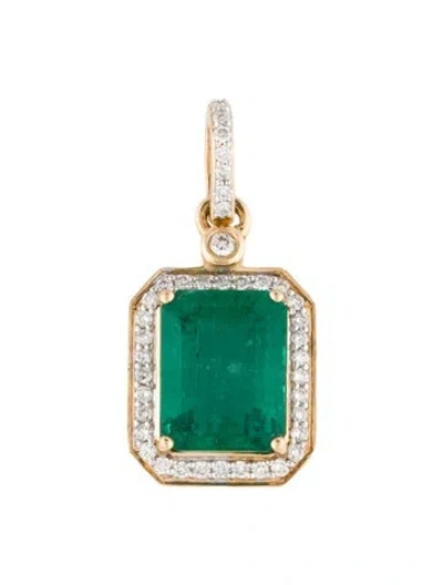 Pre-owned Pendant 14k 2.18ct Emerald & Diamond  In Multi