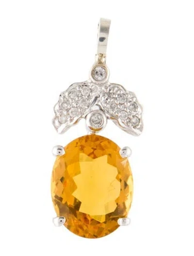 Pre-owned Pendant 14k 2.19ct Citrine & Diamond  In Multi