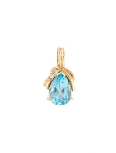 Pre-owned Pendant 14k 2.20ct Topaz & Diamond , 0.75" In Multi