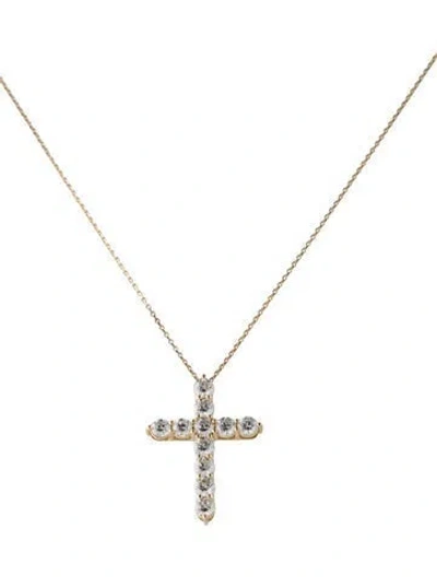 Pre-owned Pendant 14k 2.20ctw Lab-grown Diamond Cross  Necklace, 19" In Multi