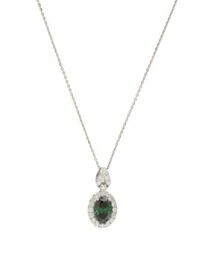 Pre-owned Pendant 14k 2.21ctw Lab-grown Diamond Halo  Necklace, 17.75" In Multi