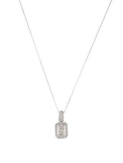 Pre-owned Pendant 14k 2.22ctw Lab-grown Diamond Halo  Necklace, 17.75" In Multi