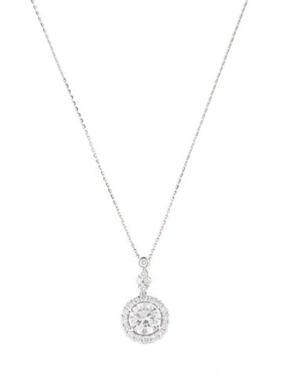 Pre-owned Pendant 14k 2.23ctw Lab-grown Diamond Halo  Necklace, 18" In Multi