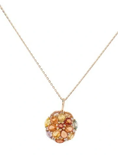 Pre-owned Pendant 14k 2.25ctw Sapphire  Necklace, 18" In Multi