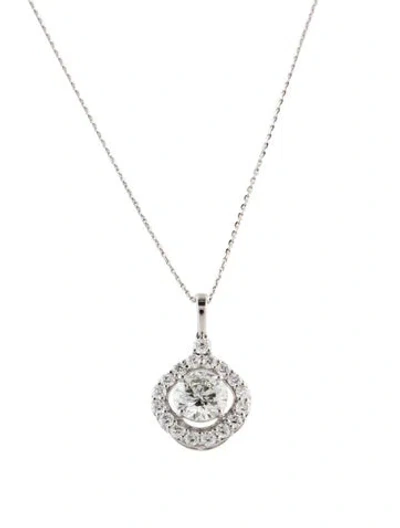 Pre-owned Pendant 14k 2.26ctw Lab-grown Diamond Halo  Necklace, 18" In Multi