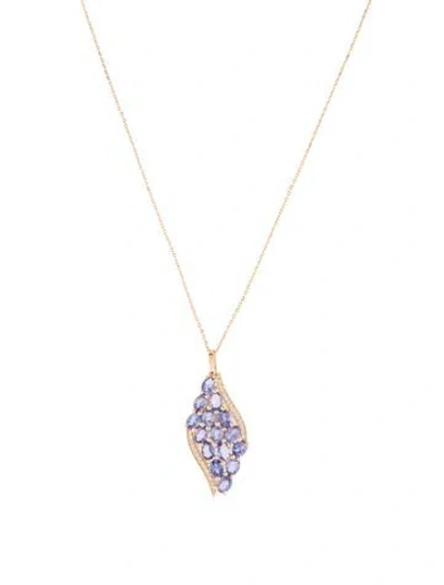 Pre-owned Pendant 14k 2.28ctw Tanzanite & Sapphire  Necklace, 18" In Multi
