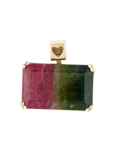 Pre-owned Pendant 14k 23.24ct Parti-colored Tourmaline , 1" In Multi