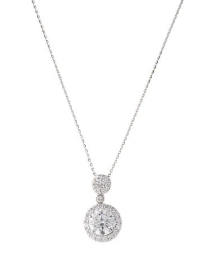 Pre-owned Pendant 14k 2.33ctw Lab-grown Diamond Halo  Necklace, 18" In Multi
