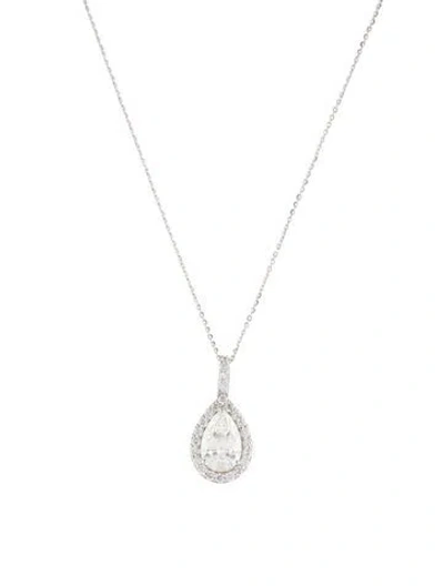 Pre-owned Pendant 14k 2.40ct Lab-grown Diamond Halo  Necklace, 17.75" In Multi