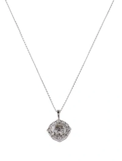 Pre-owned Pendant 14k 2.44ctw Lab-grown Diamond Halo  Necklace, 17.5" In Multi