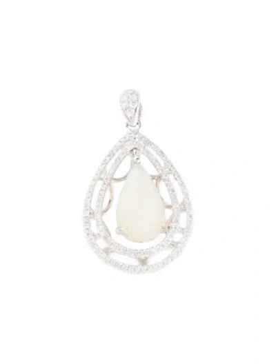 Pre-owned Pendant 14k 2.48ct Opal & Diamond  In Multi