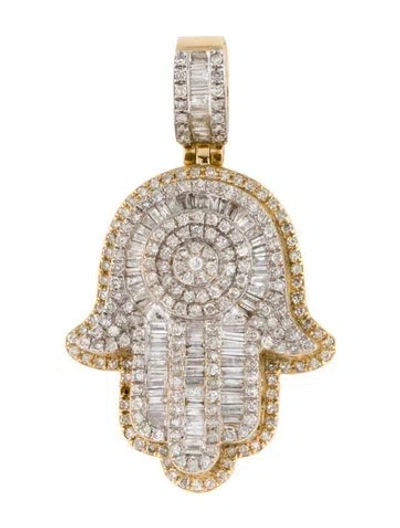 Pre-owned Pendant 14k 2.50ctw Diamond Hamsa Hand , 1.75" In Multi