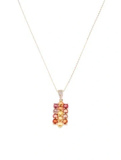 Pre-owned Pendant 14k 2.50ctw Sapphire  Necklace, 18" In Multi