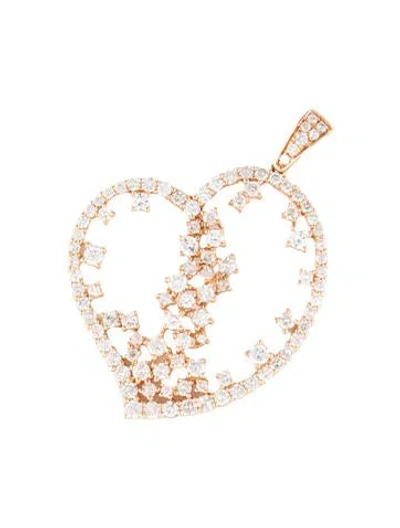 Pre-owned Pendant 14k 2.51ctw Diamond Pavé Open Heart  In Multi