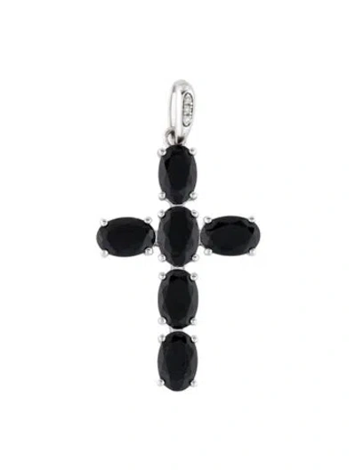 Pre-owned Pendant 14k 2.52ctw Spinel & Diamond Cross , 1.25" In Multi