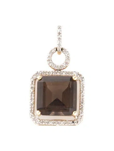 Pre-owned Pendant 14k 2.53ct Smoky & Diamond  Necklace In Multi