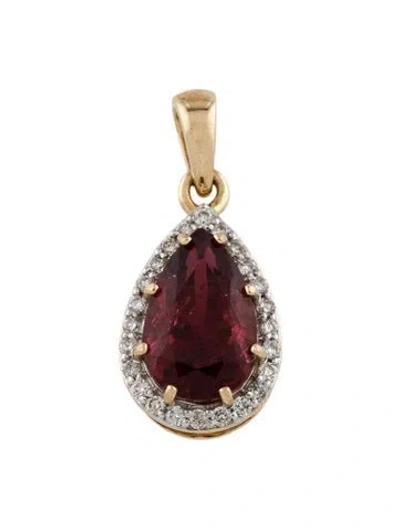 Pre-owned Pendant 14k 2.56ct Tourmaline & Diamond  In Multi