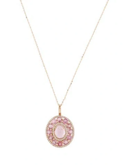 Pre-owned Pendant 14k 2.58ctw Tourmaline & Sapphire  Necklace, 17.75" In Multi