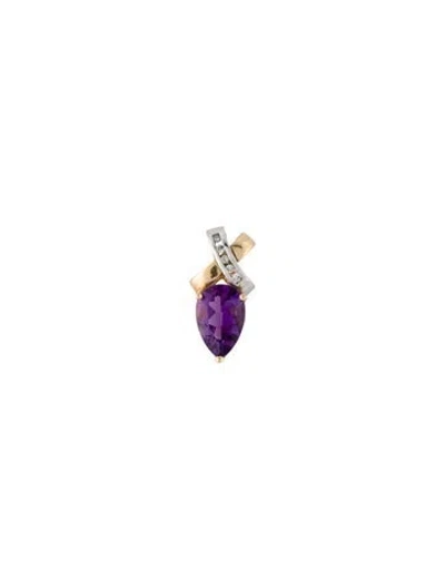 Pre-owned Pendant 14k 2.60ct Amethyst & Diamond , 0.75" In Multi