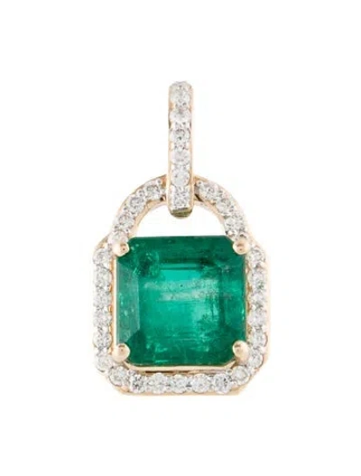 Pre-owned Pendant 14k 2.61ct Emerald & Diamond  In Multi
