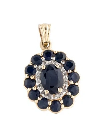 Pre-owned Pendant 14k 2.66ctw Sapphire & Diamond , 1" In Multi