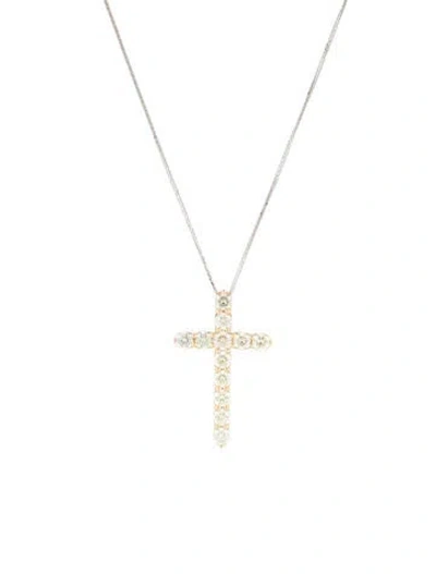 Pre-owned Pendant 14k 2.74ctw Diamond  Cross Chain, 18" In Multi