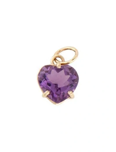 Pre-owned Pendant 14k 2.76ct Amethyst Heart  Necklace, 0.5" In Multi