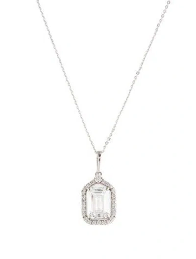 Pre-owned Pendant 14k 2.83ct Lab-grown Diamond Halo  Necklace, 18" In Multi
