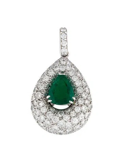 Pre-owned Pendant 14k 2.93ct Brazilian Emerald & Diamond  In Multi