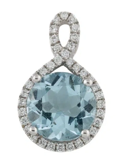 Pre-owned Pendant 14k 2.95ct Aquamarine & Diamond  In Multi