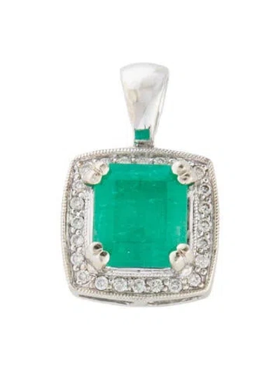 Pre-owned Pendant 14k 2.96ct Colombian Emerald & Diamond  In Multi