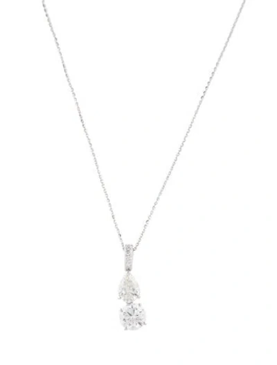 Pre-owned Pendant 14k 3.00ctw Lab-grown Diamond  Necklace, 18" In Multi