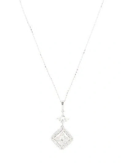 Pre-owned Pendant 14k 3.10ctw Lab-grown Diamond  Necklace, 18" In Multi