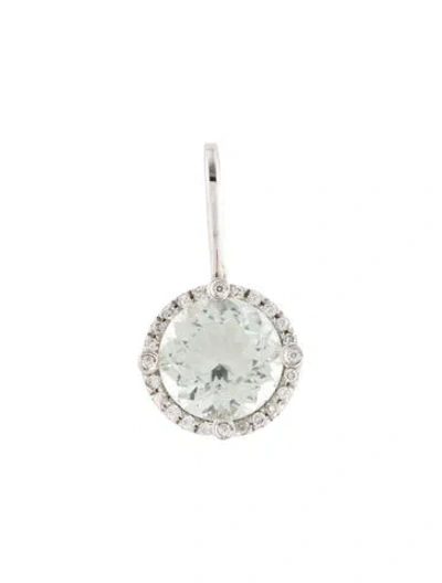 Pre-owned Pendant 14k 3.14ct Prasiolite & Cubic Zirconia  In Multi