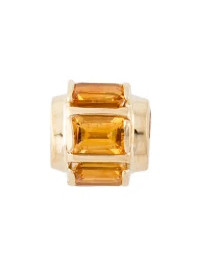 Pre-owned Pendant 14k 3.14ctw Citrine Bead Charm , 0.5" In Multi
