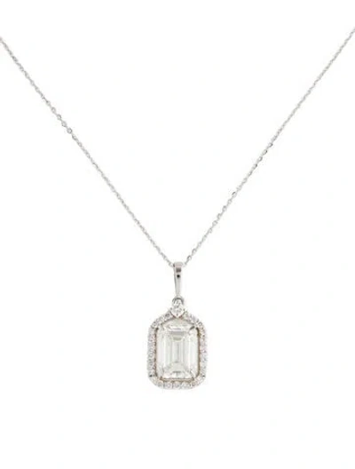 Pre-owned Pendant 14k 3.18ctw Lab-grown Diamond  Necklace, 18" In Multi